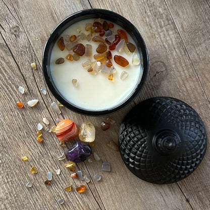 ARIES Gift Box | 60hr Candle + Crystals | Zodiac Collection