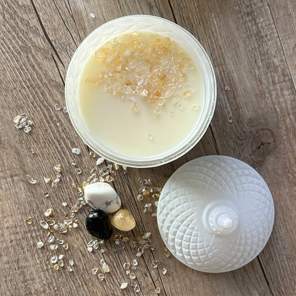 GEMINI Gift Box | 60hr Candle + Crystals | Zodiac Collection