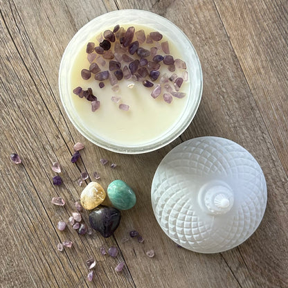 VIRGO Gift Box | 60hr Candle + Crystals | Zodiac Collection