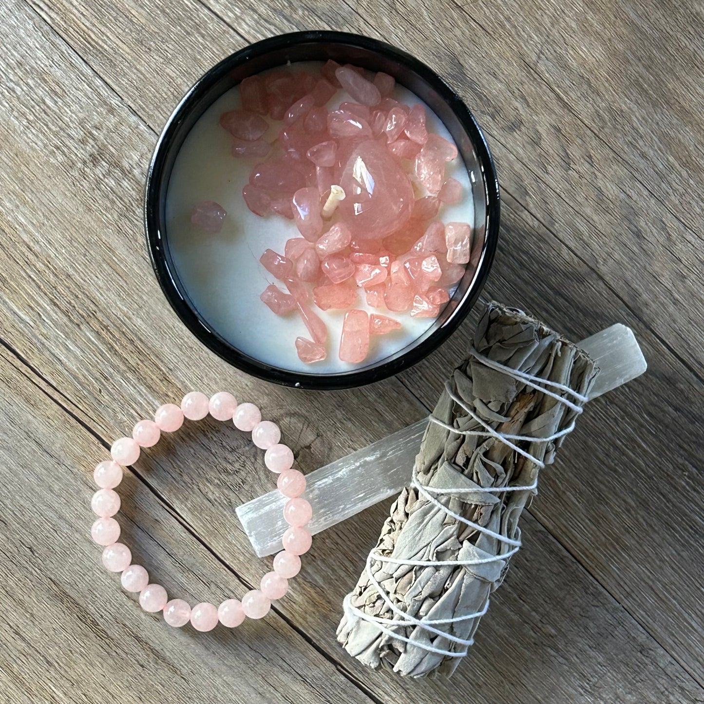 LOVE Box | Rose Quartz | 50hr Candle + Crystals