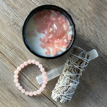 LOVE Box | Rose Quartz | 50hr Candle + Crystals