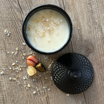 LEO Gift Box | 60hr Candle + Crystals | Zodiac Collection